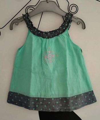 Jolie tunique légère verte et bleu Orchestra taille 3 mois