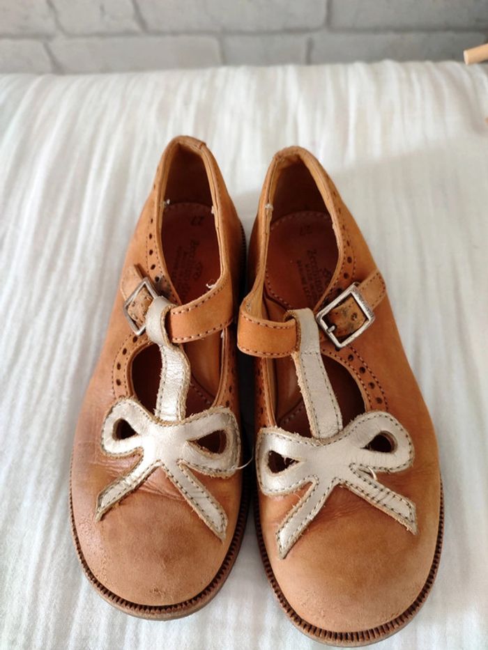 Salomés en cuir camel & doré – Zecchino d’Oro (Pointure 27) - photo numéro 6