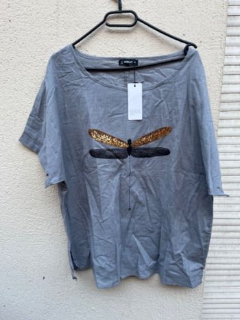 Tee shirt Gris libellule sheilay neuf avec étiquette taille L