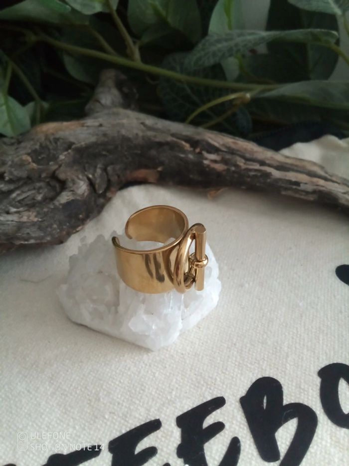 Bague intemporelle acier inoxydable doré - photo numéro 2