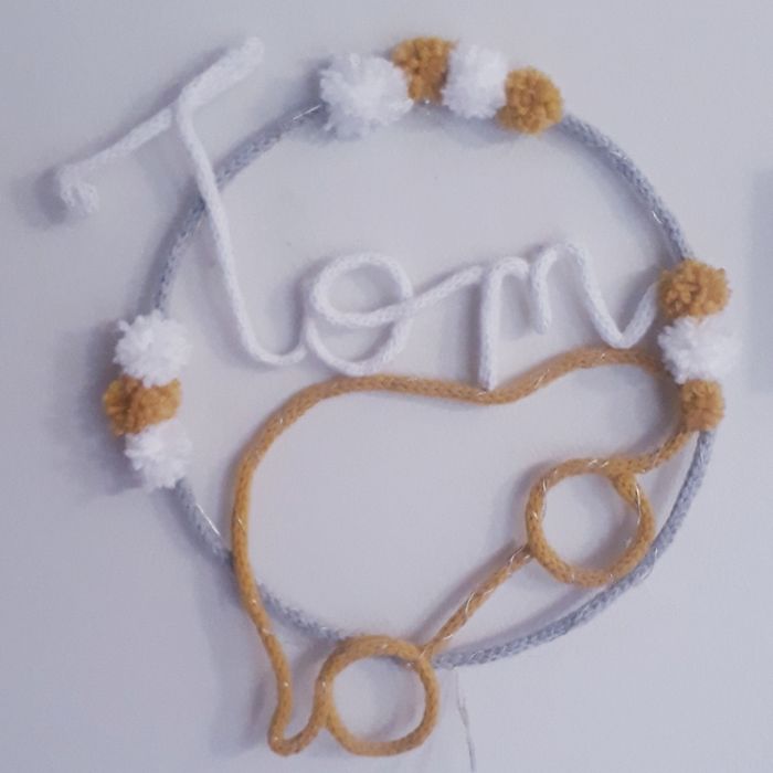 Décoration murale prénom personnalisé tricotin fait main guirlande lumineuse chambre bébé - photo numéro 3