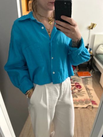 Chemise bleu lin Zara taille s