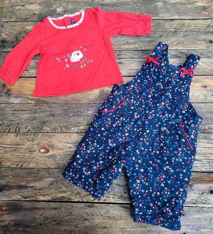 Superbe ensemble Sergent Major, 3 mois, salopette 💐 et tee-shirt manches longues 🐭