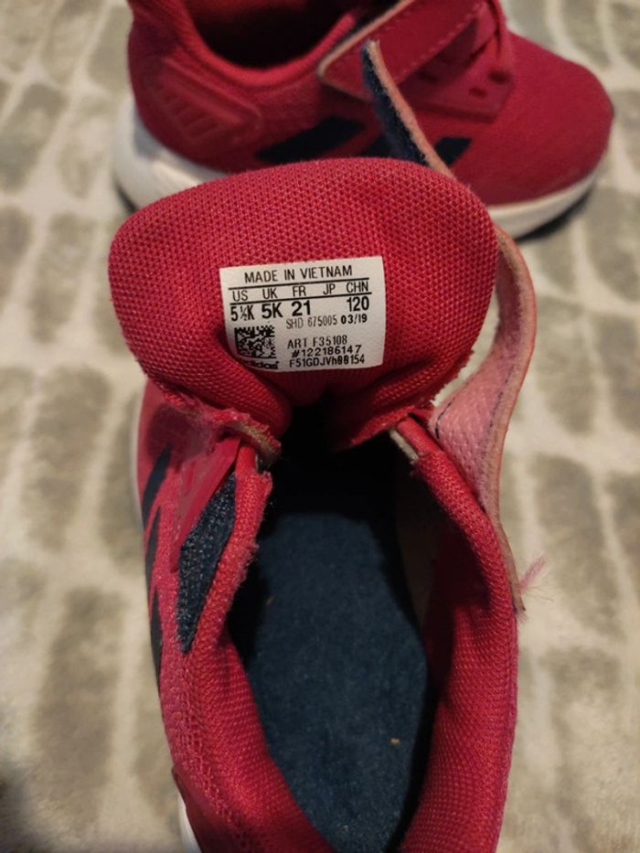 Baskets à scratch rose et noir adidas pointure 21 - photo numéro 6