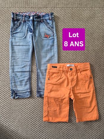 Lot de 1 short orange  et 1 pantacourt jean - 8 ans