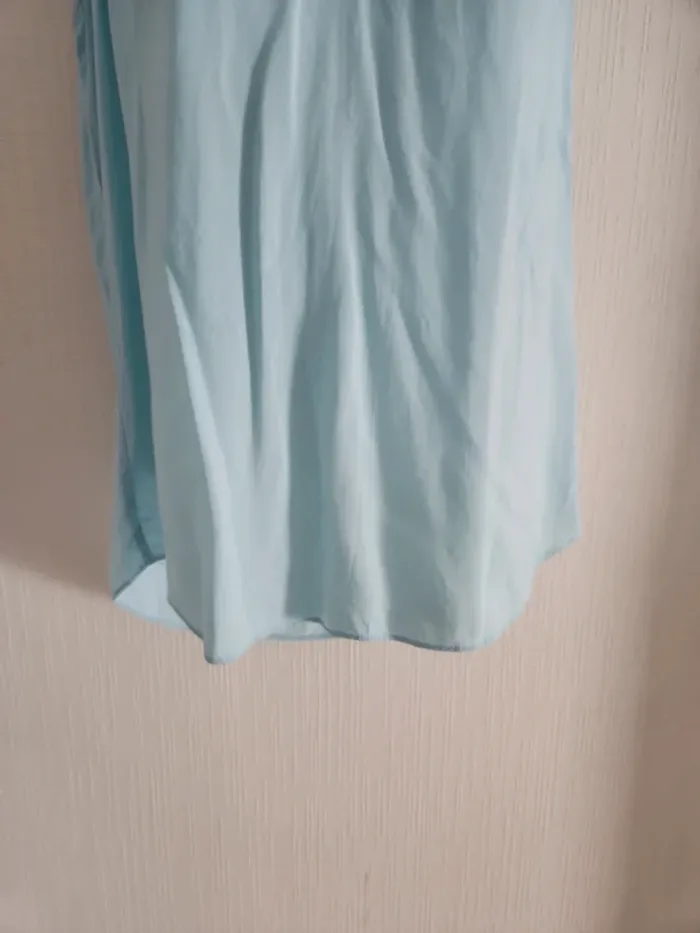 Blouse fluide Naf Naf 34 bleu turquoise col V noir - photo numéro 5