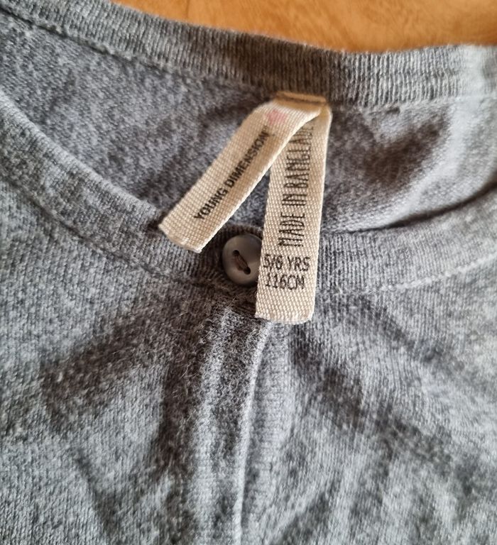 gilet fin fille gris young dimensions taille 5/6ans - photo numéro 2