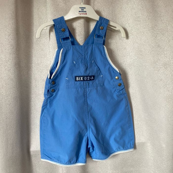 Salopette short bleu et blanc 23 mois DPAM