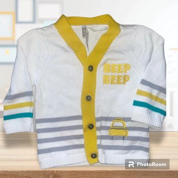 Gilet bébé blanc et jaune