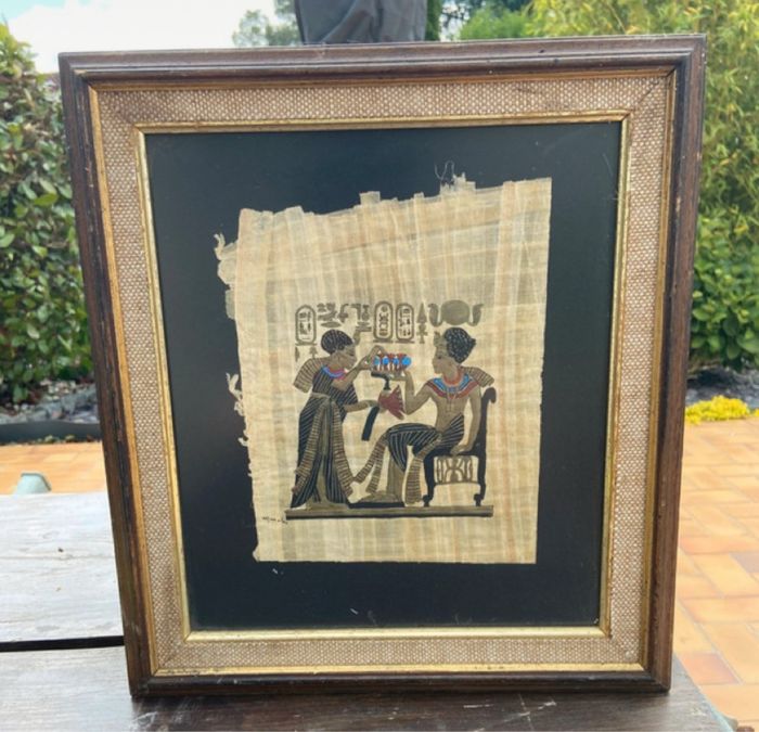 Tableau bois avec papyrus