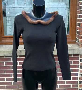 🖤 Pull col fourrure – Taille Unique (34 au 40)