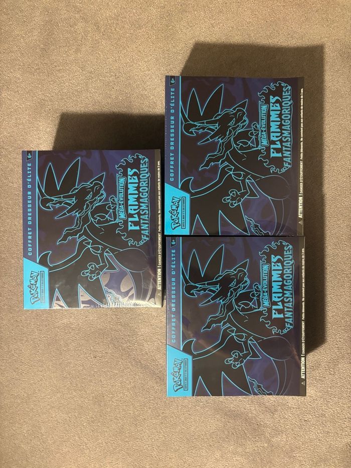3 ETB Pokémon mega-evolution flammes fantasmagoriques