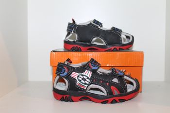 sandales nus pieds noires et rouge 25