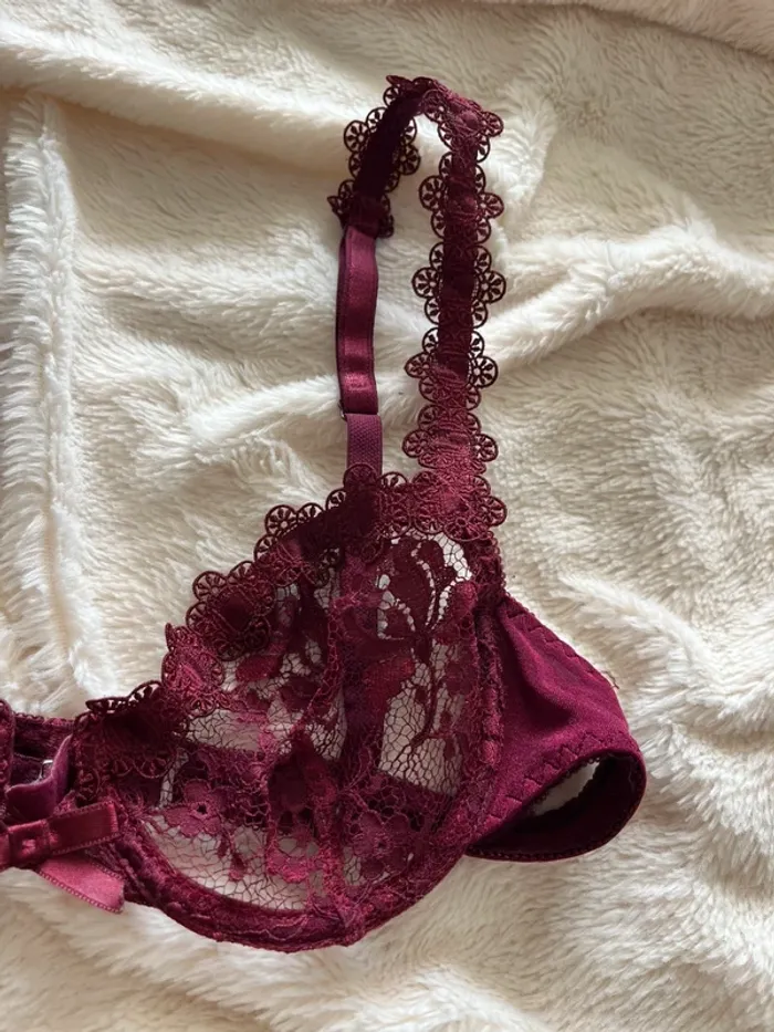 Soutien-gorge dentelle bordeaux Etam – 80B - photo numéro 3
