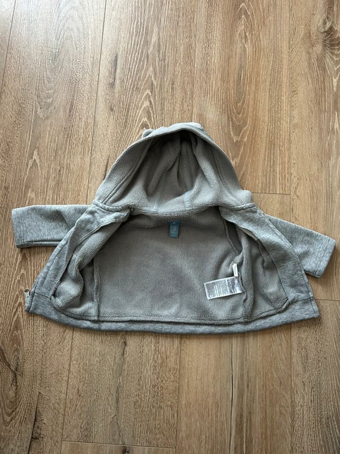 Veste gilet gris avec capuche et oreilles d’ours 3-6 mois - photo numéro 4