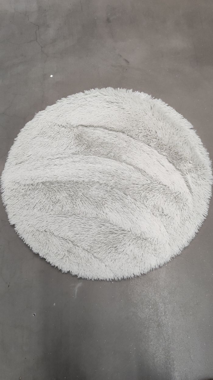 Tapis gris Ø90cm Poils longs