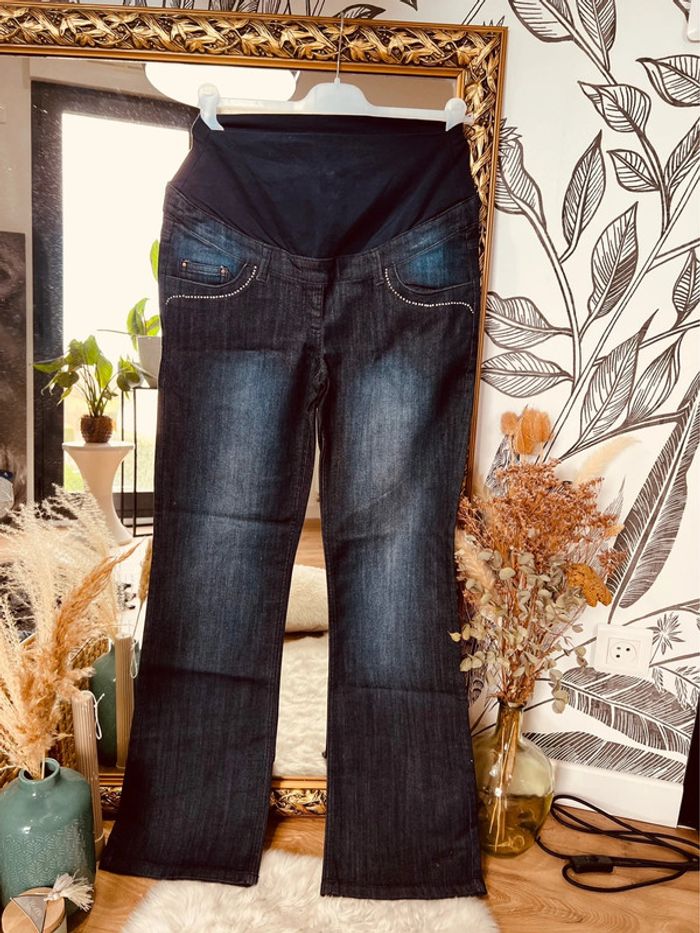 Taille 36 NEUF jean droit grossesse Premaman bleu brut