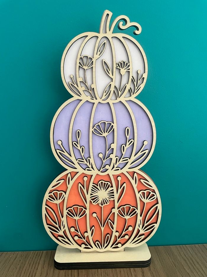 Citrouilles florales en bois - photo numéro 3