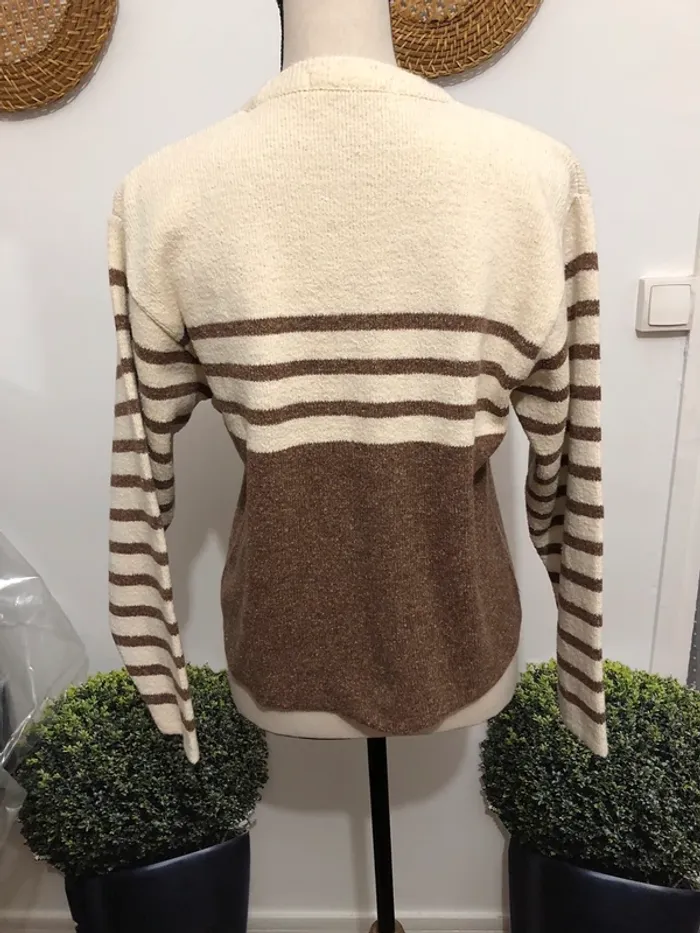 Pull rayé marron - photo numéro 3