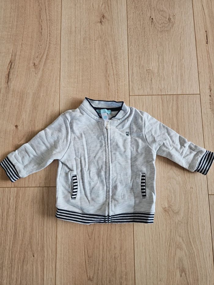 Gilet zippé blanc - Obaïbi - 6 mois/68 cm