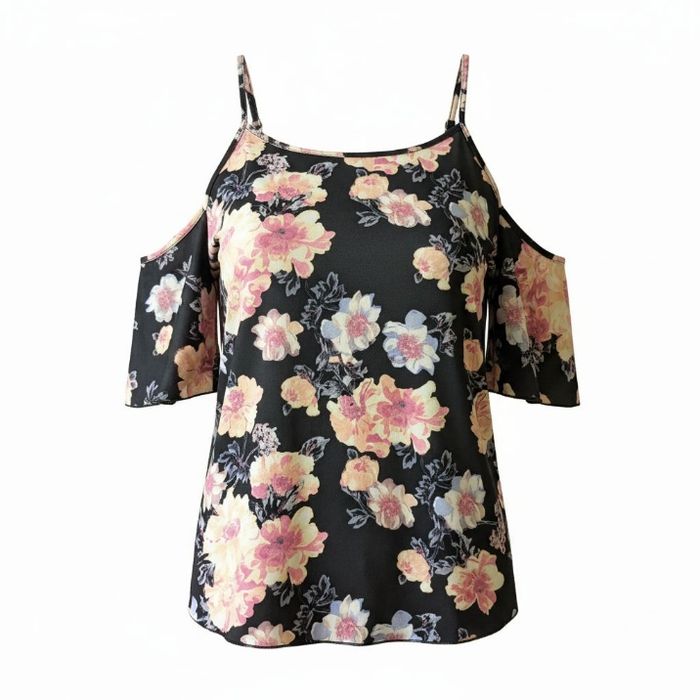 haut à épaules dénudées – motif floral - photo numéro 2