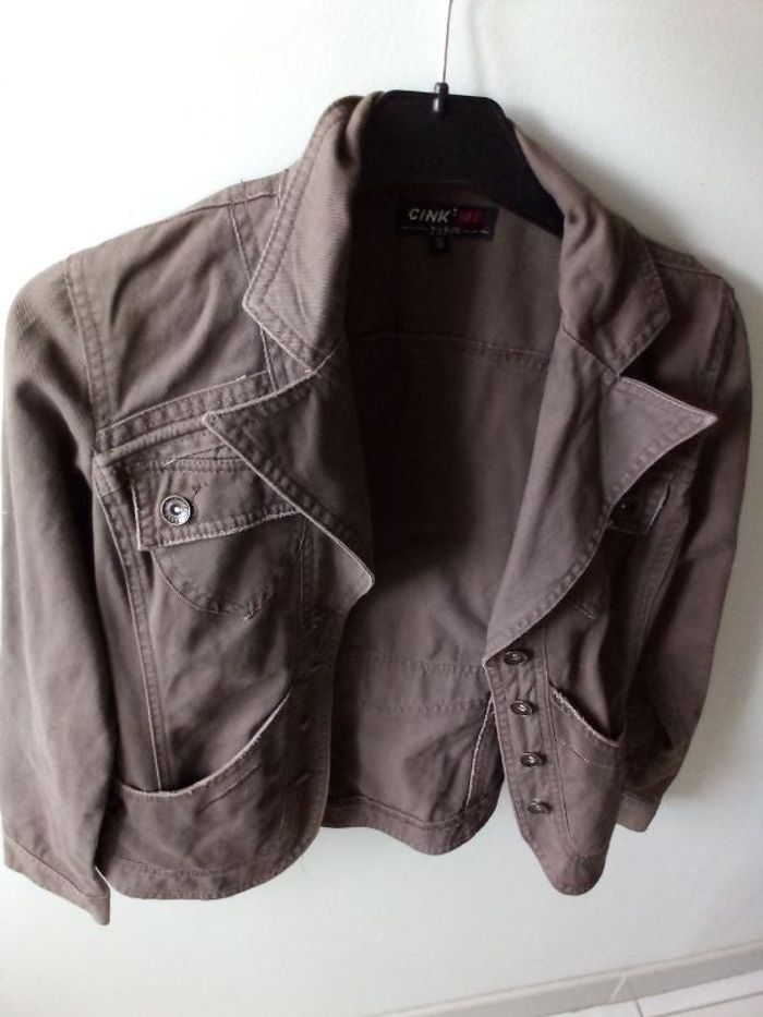 Belle veste en jean kaki taille S