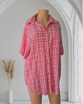 Chemisier vichy rose 🍒vintage 80🍒 taille jusqu'au 42/44