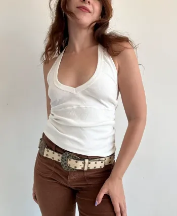 Top dos nu blanc en coton années 2000 taille S