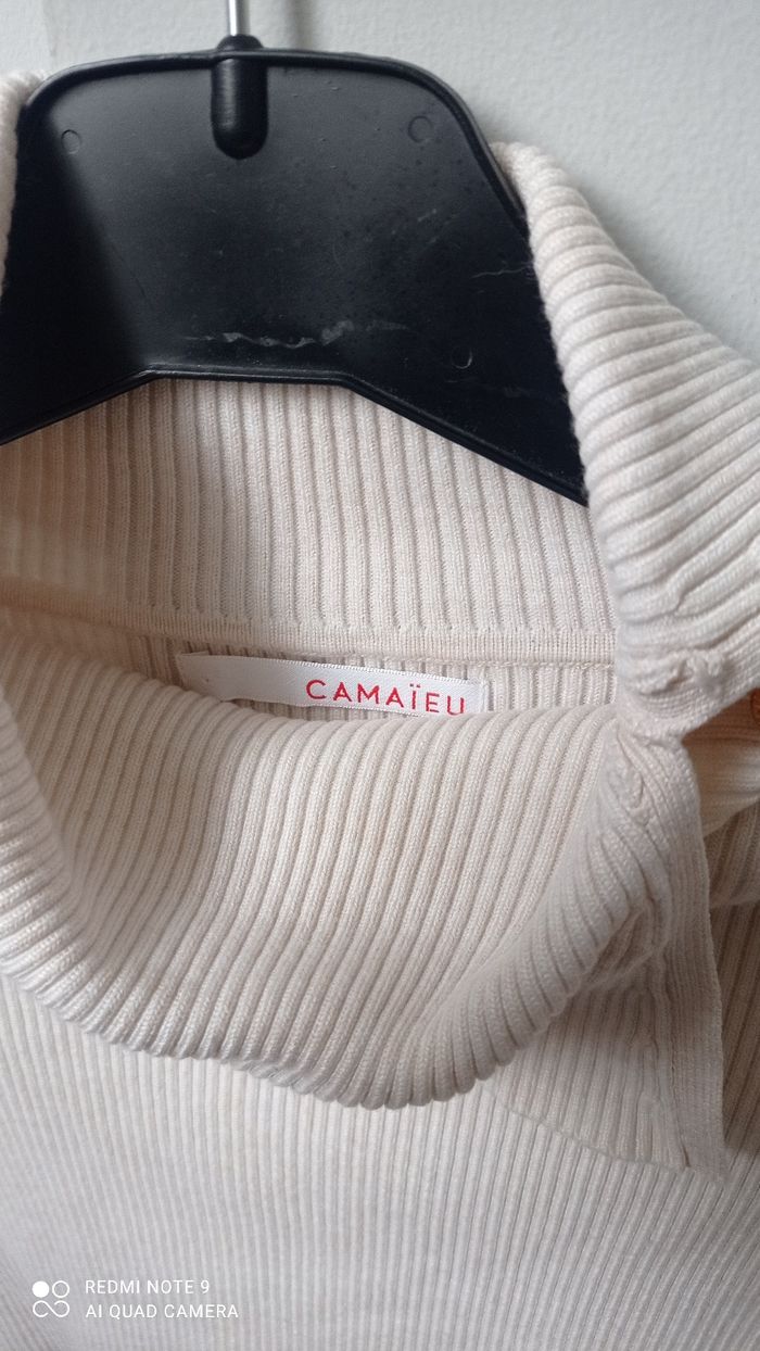 Pull  Camaïeu col roulé coloris crème taille M  très bon état - photo numéro 2