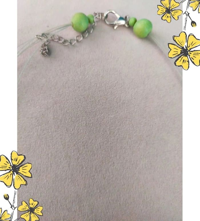 Collier perles vertes et pendentif nacré – Fait main - photo numéro 9