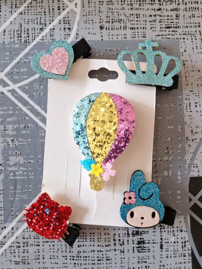 Pinces barrettes cheveux bébé enfant fille bleu paillettes