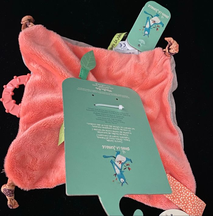 ❤️Doudou oiseau mouchoir plat dans la jungle moulin roty - photo numéro 3