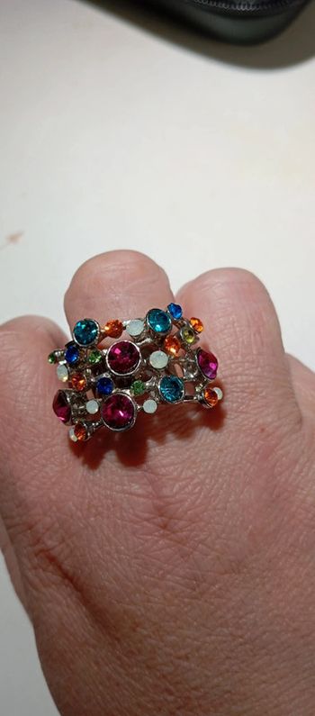 Bague multicolore strass réglable