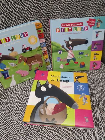  Lot de 3 livres Pt'it Loup & Le Loup Auzou - à toucher, puzzle et histoire
