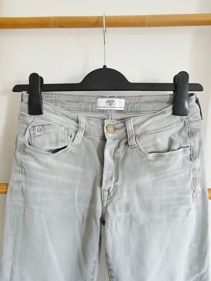 Jeans slim Le temps des Cerises gris clair - photo numéro 2