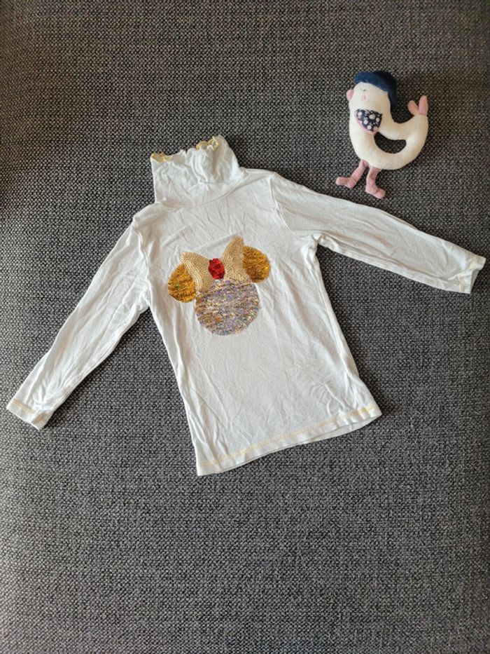T-shirt fille ML col roulé Minnie à sequins réversibles 2 ans - photo numéro 2