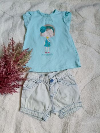 Ensemble t-shirt + short en jean