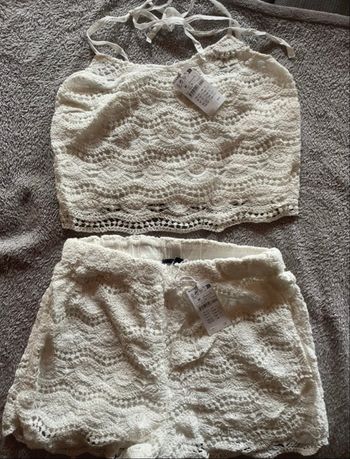 ensemble été KIABI - top + short blanc, doublé, taille M, neuf étiqueté