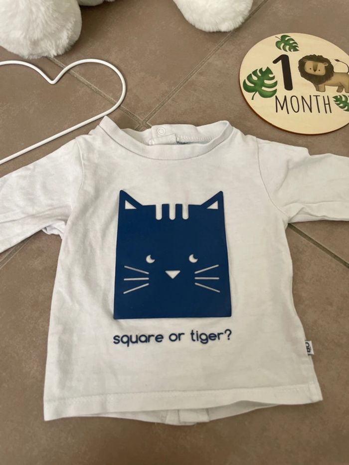 T-shirt haut manches longues bébé mixte 1 mois obaibi - photo numéro 5