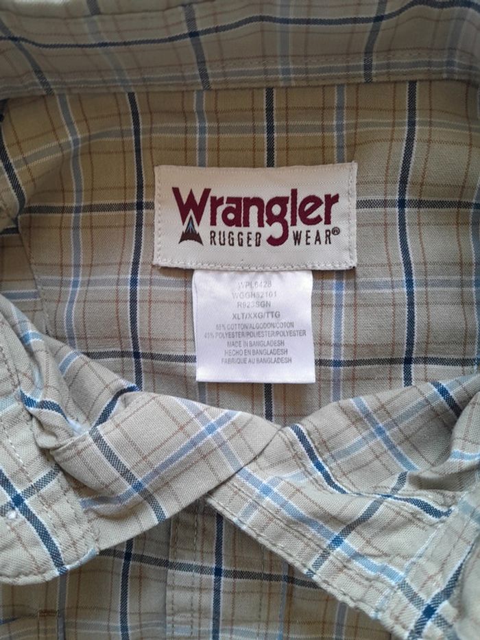 Chemise manches courtes carreaux Wrangler rugged wear taille XL - photo numéro 3
