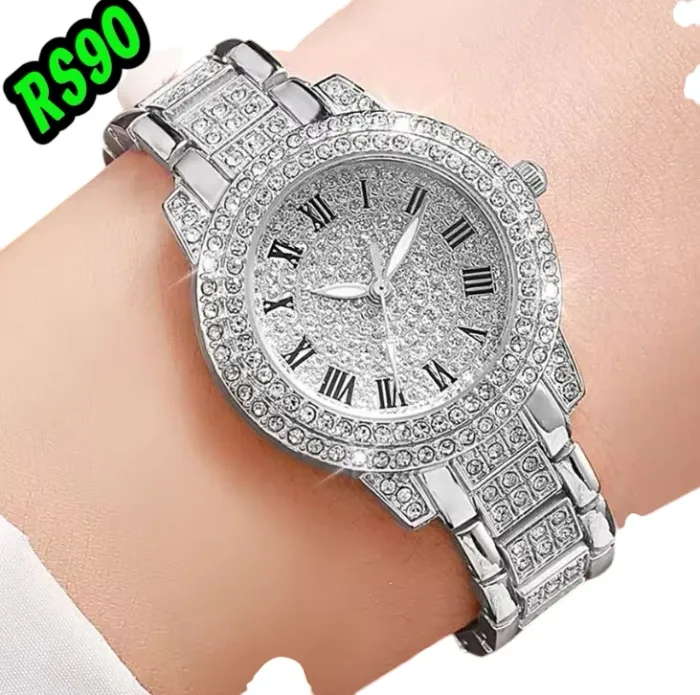 montres mode pleine strass montre à Quartz bracelet en acier inoxydable montres argent
