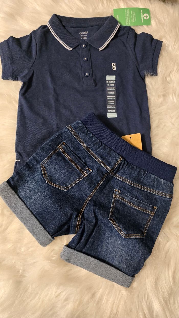 Neufs (non portés) 🏷💙😍 ensemble polo mc et short en jeans 18mois garçon 😍💙🏷 - photo numéro 2