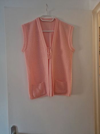 Gilet sans manche femme tricot rose clair taille unique TBE
