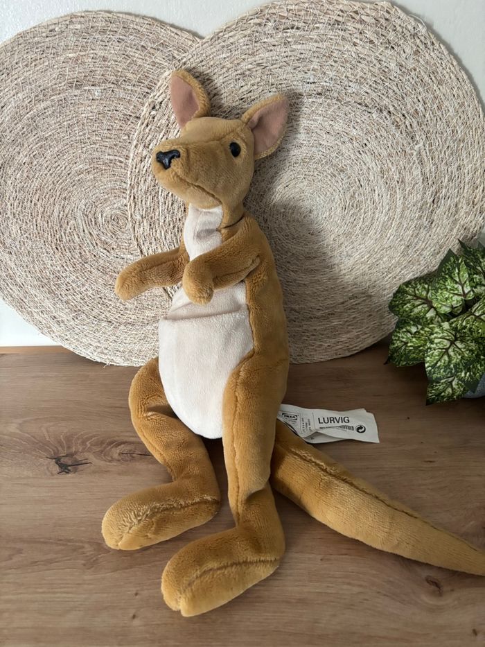 Vintage peluche marionnette kangourou marron beige ikea - photo numéro 2