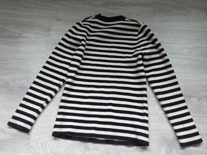 Pull rayé noir et blanc 10 ans - Classique et chaud - photo numéro 4