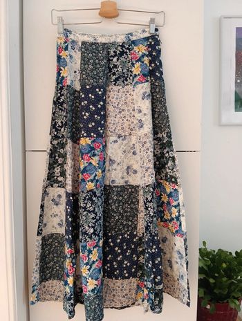 Jupe vintage longue patchwork multicolore