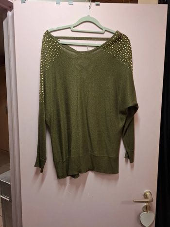 Pull femme kaki à paillette