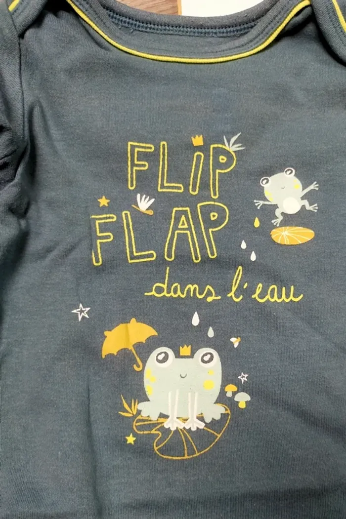 2 bodies manches longues grenouille 🐸 garçon 12 mois Petit Béguin - photo numéro 5