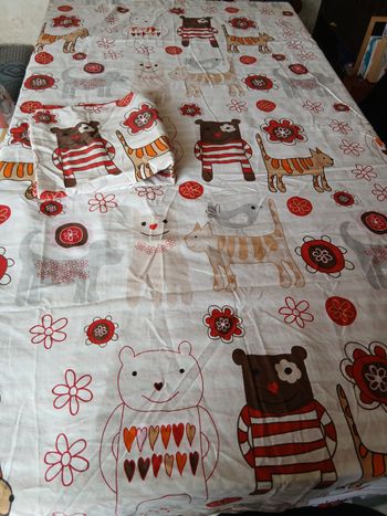 Parure housse + taie oreiller petit chomat et ourson