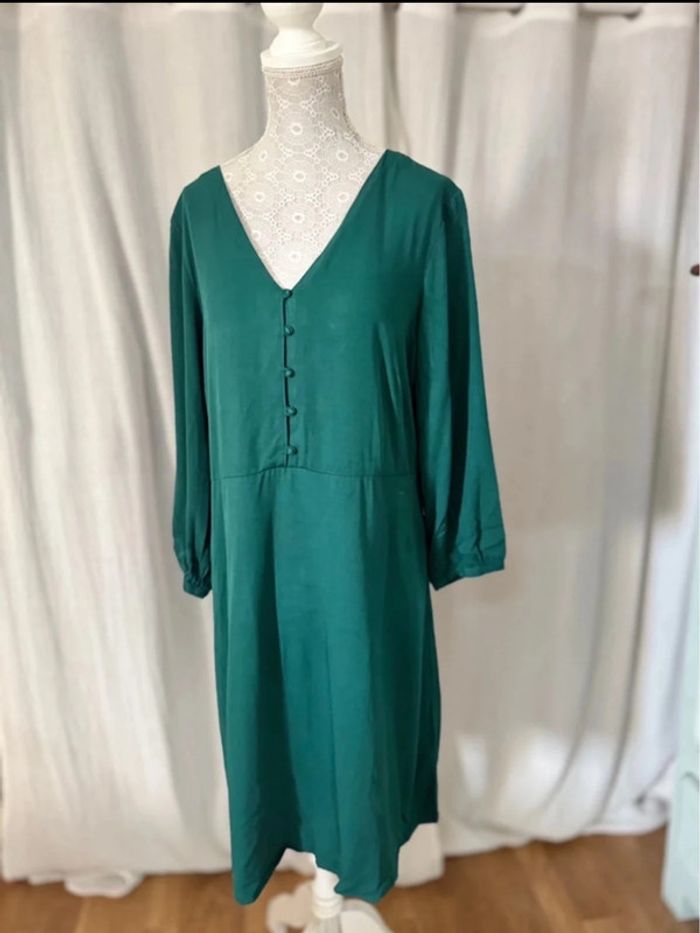 Robe fluide vert bouteille neuve Camaïeu 42 - photo numéro 3